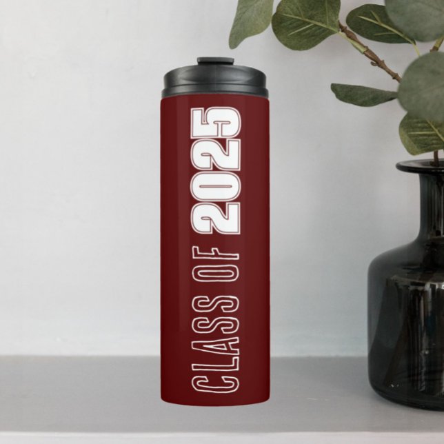 Maroon and White School Colours Class Year Thermal Tumbler (In Situ)