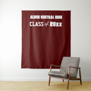 Maroon and White School Colours Photo Backdrop Tapestry