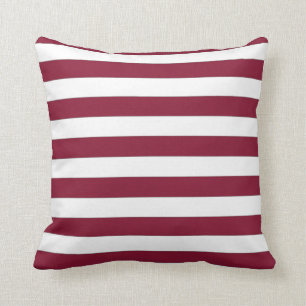 Maroon and White Striped Throw Pillow