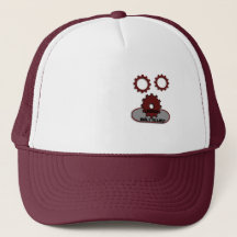 Maroon and White Trucker Hat, Cool Mechanical Gea