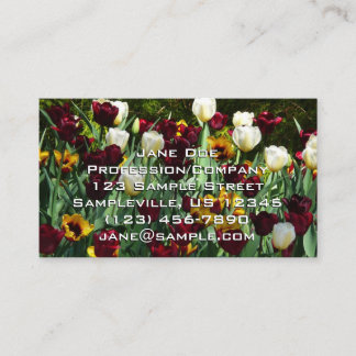 Maroon and Yellow Tulips Colourful Floral Business Card