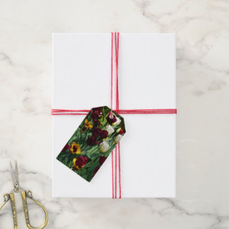 Maroon and Yellow Tulips Colourful Floral Gift Tags