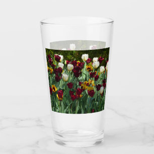 Maroon and Yellow Tulips Colourful Floral Glass
