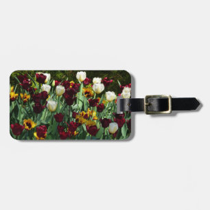 Maroon and Yellow Tulips Colourful Floral Luggage Tag