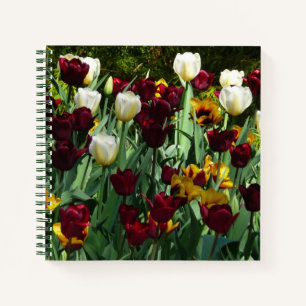 Maroon and Yellow Tulips Colourful Floral Notebook