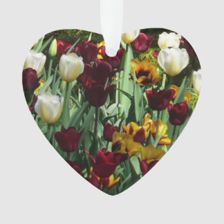 Maroon and Yellow Tulips Colourful Floral Ornament
