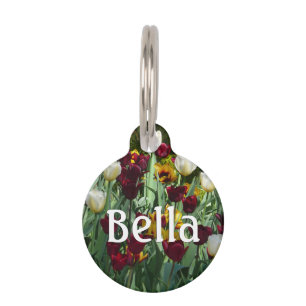 Maroon and Yellow Tulips Colourful Floral Pet Tag