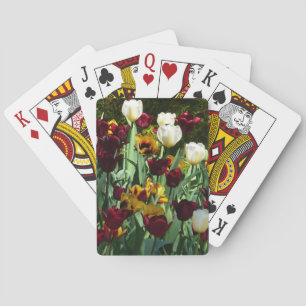 Maroon and Yellow Tulips Colourful Floral Playing Cards