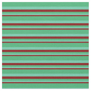 Maroon, Aquamarine & Sea Green Coloured Lines Fabric
