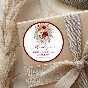 Maroon Autumn Burgundy Wedding Sticker