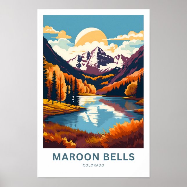 Maroon Bells Colorado Travel Print (Front)