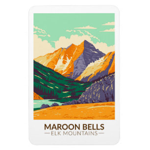 Maroon Bells Elk Mountains Colorado Vintage Magnet
