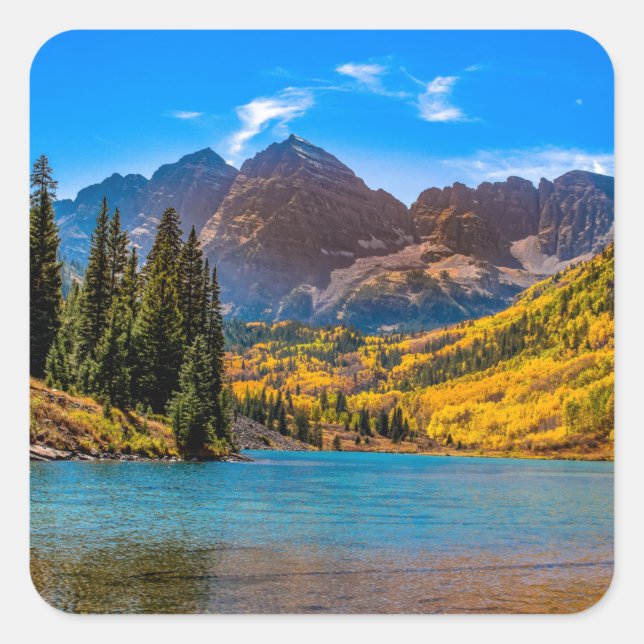 Maroon Bells in Aspen, Colorado  Square Sticker (Front)