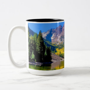 Maroon Bells in Aspen Colorado Two-Tone Coffee Mug