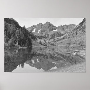 Maroon Bells in Autumn, Colorado B/W Poster