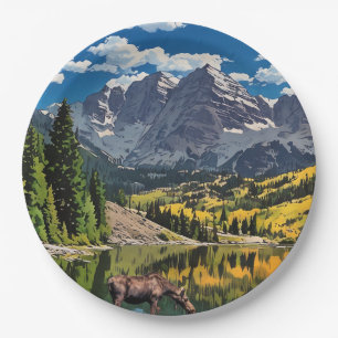 Maroon Bells Paper Napkin Plate