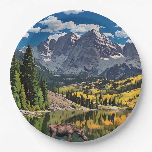 Maroon Bells Paper Napkin Plate (Front)