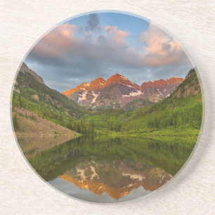 Maroon Bells Reflect Into Calm Maroon Lake 2 Coaster
