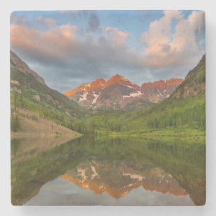 Maroon Bells Reflect Into Calm Maroon Lake 2 Stone Coaster