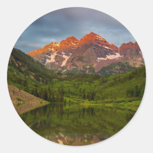 Maroon Bells Reflect Into Calm Maroon Lake 3 Classic Round Sticker