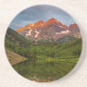 Maroon Bells Reflect Into Calm Maroon Lake 3 Coaster