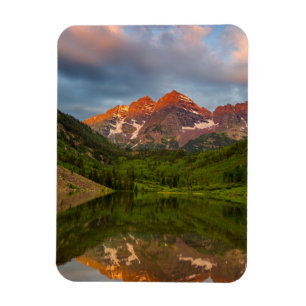 Maroon Bells Reflect Into Calm Maroon Lake 3 Magnet