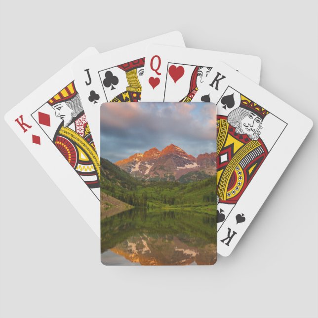 Maroon Bells Reflect Into Calm Maroon Lake 3 Playing Cards (Back)