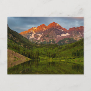 Maroon Bells Reflect Into Calm Maroon Lake 3 Postcard