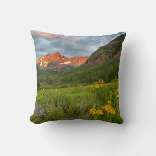 Maroon Bells Reflect Into Calm Maroon Lake Cushion