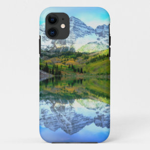 Maroon Bells reflecting in Maroon Lake iPhone 11 Case
