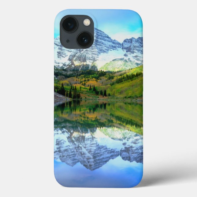 Maroon Bells reflecting in Maroon Lake Case-Mate iPhone Case (Back)