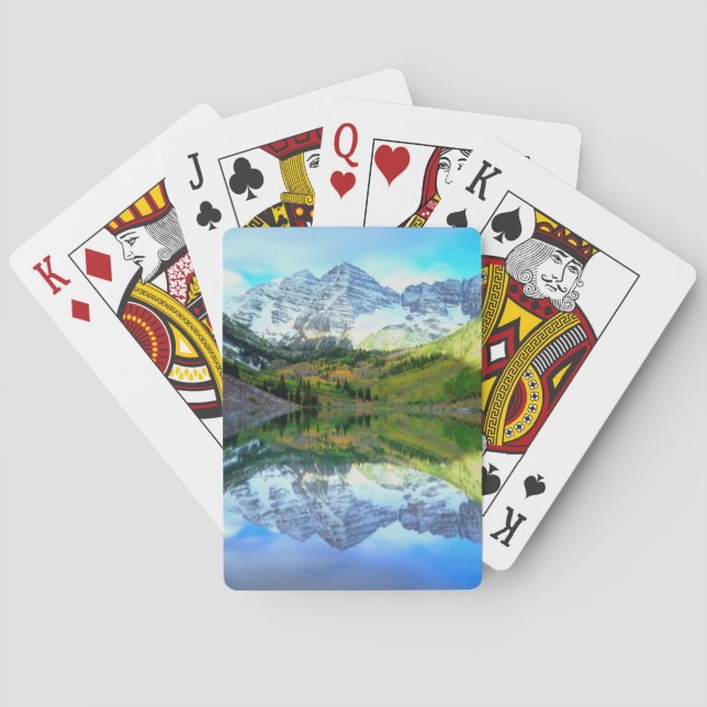 Maroon Bells reflecting in Maroon Lake Playing Cards (Back)