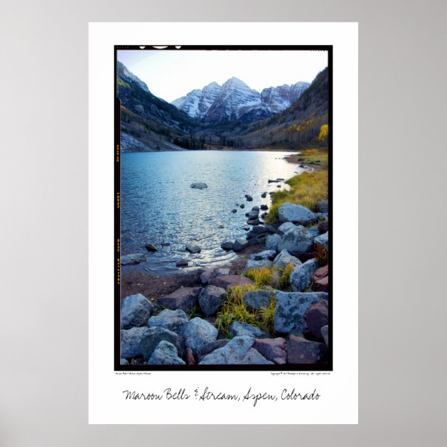 Maroon Bells & Stream, Aspen, Colorado Poster (Front)