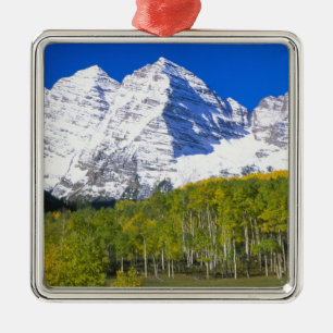Maroon Bells with autumn aspen forest. Metal Tree Decoration