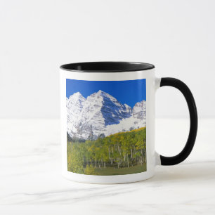 Maroon Bells with autumn aspen forest. Mug