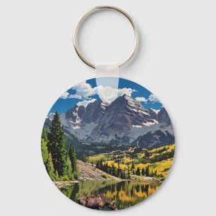 Maroon Bells with Moose Key Ring