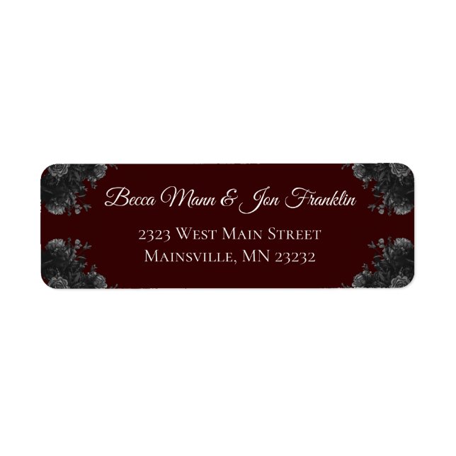 Maroon Black Roses Gothic Wedding (Front)
