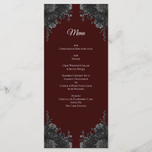 Maroon Black Roses Gothic Wedding Menu