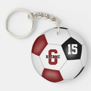maroon black soccer club team colours girls boys key ring
