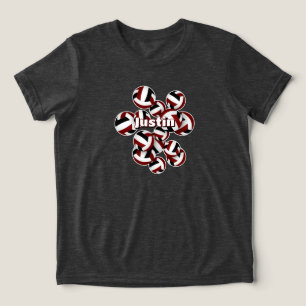 maroon black team colours volleyballs athlete name Tri-Blend shirt