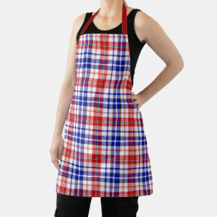 Maroon Blue Red Plaid Tartan Design  Apron