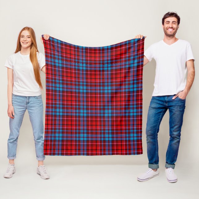 Maroon Blue Red Plaid Tartan Design  Fleece Blanket (In Situ)