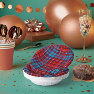 Maroon Blue Red Plaid Tartan Design Paper Plate