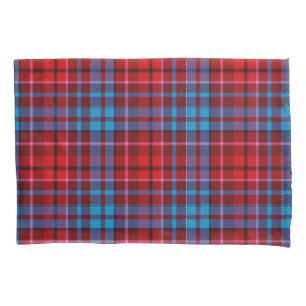 Maroon Blue Red Plaid Tartan Design  Pillowcase