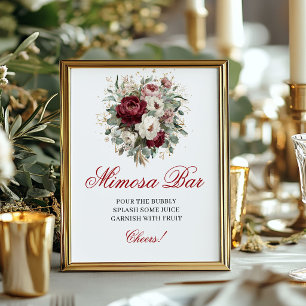 Maroon Blush Burgundy Mimosa Bar 8x10 Sign