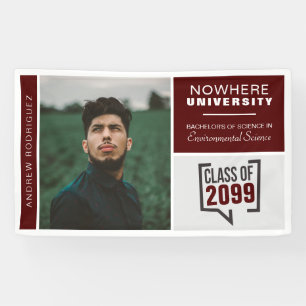 Maroon Boxes & Photo Graduation Banner