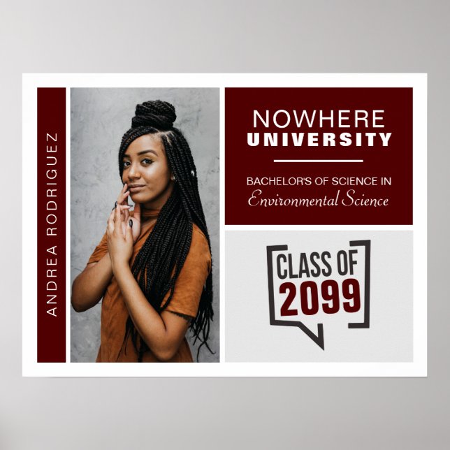 Maroon Boxes & Photo Graduation Poster (Front)
