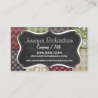 Maroon, Brown, Tan, & Green Quilt Look Business Card