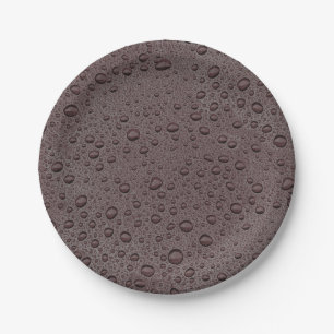 Maroon brown water droplets paper plate