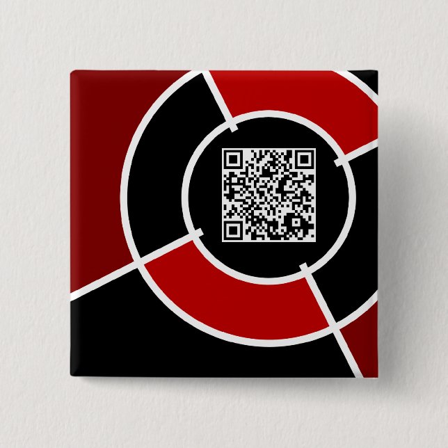 maroon bullseye QR code 15 Cm Square Badge (Front)